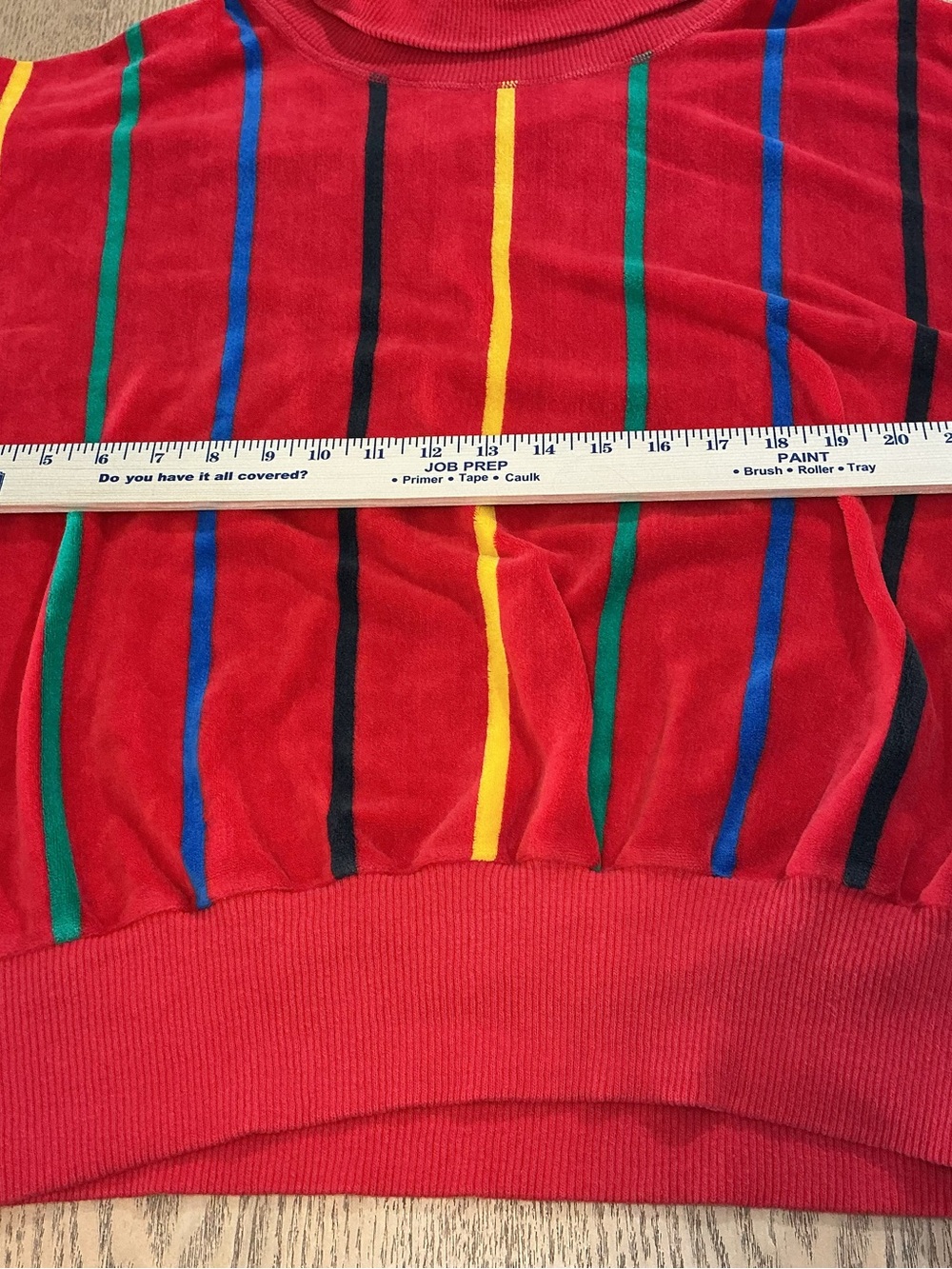 Vintage 80s Aileen II Velour Striped Sweater 26W/46 Red Multicolor - Picture 6 of 9